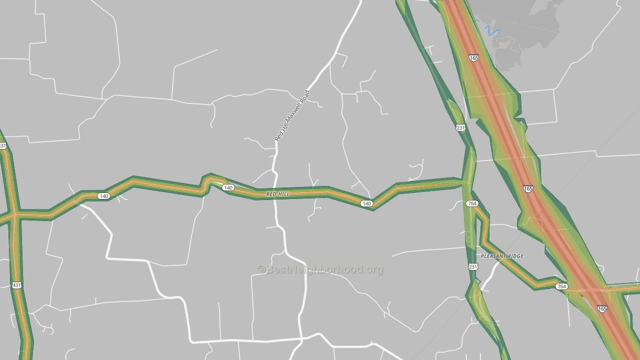 Red Hill, KY Map of Noise Levels in Red Hill
