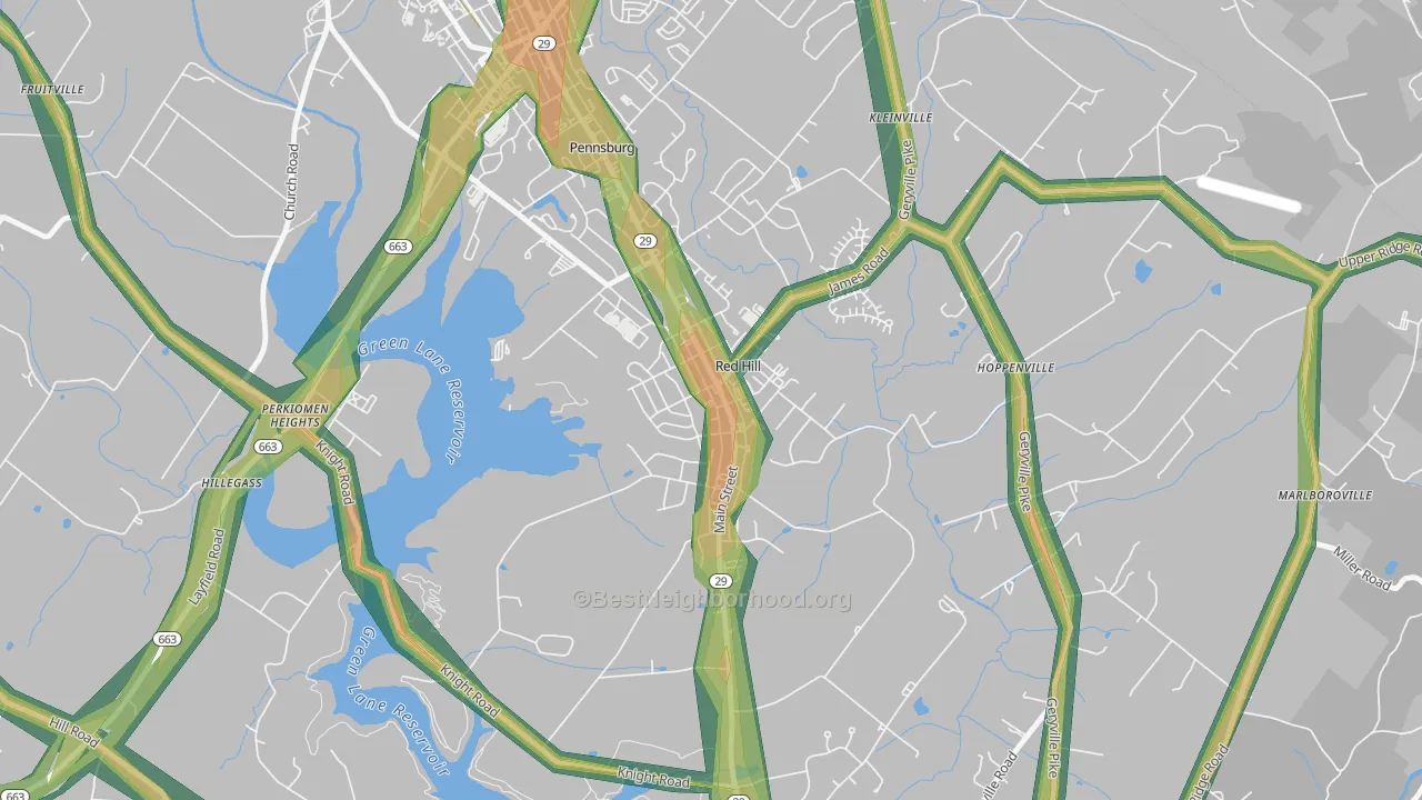 Red Hill, PA Map of Noise Levels in Red Hill
