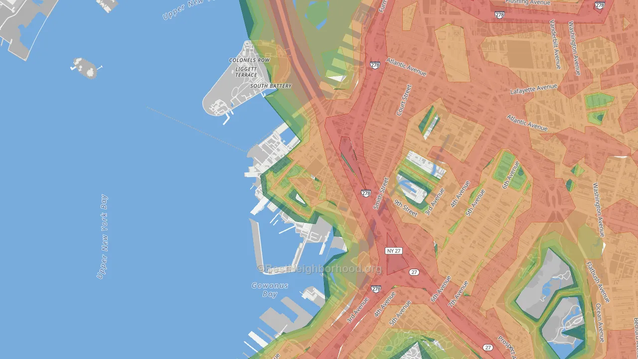 Red Hook, Brooklyn, NY Map of Noise Levels in Red Hook