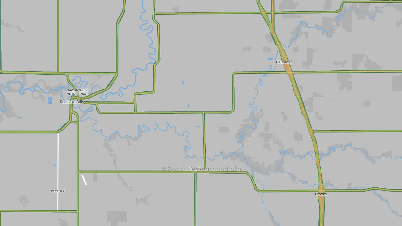 Red Lake County, MN Map of Noise Levels in Red Lake County