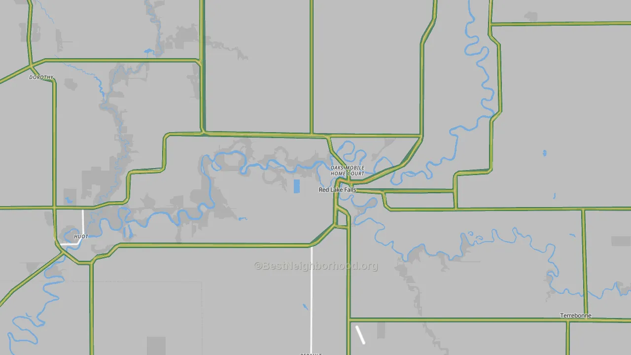 Red Lake Falls, MN Map of Noise Levels in Red Lake Falls