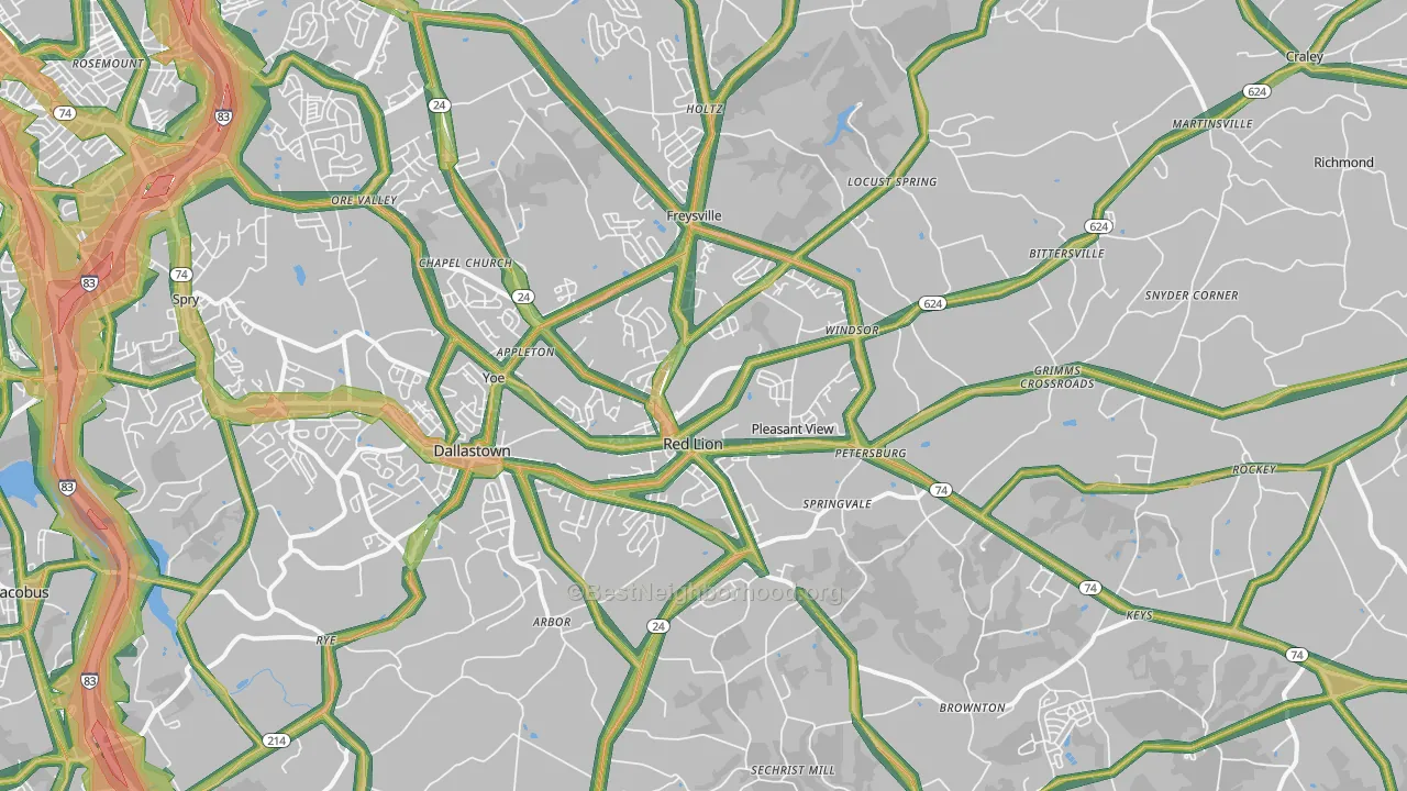 Red Lion, PA Map of Noise Levels in Red Lion