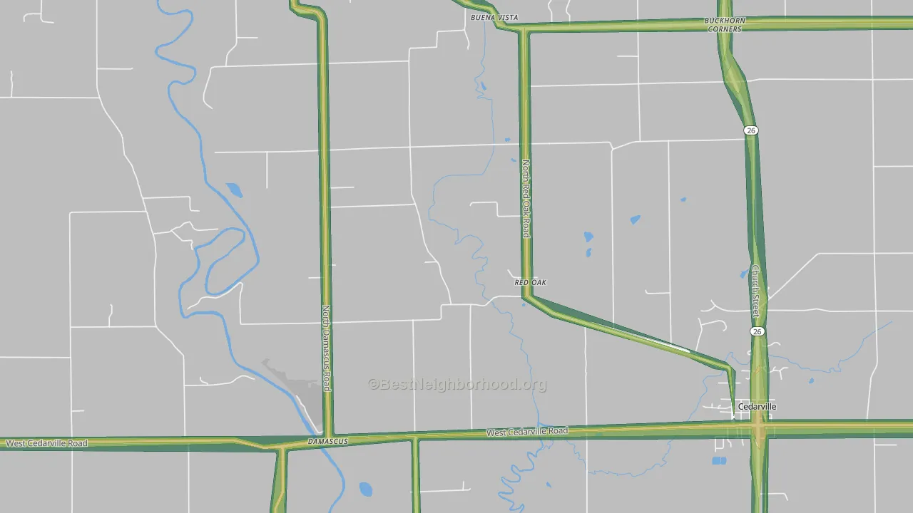 Red Oak, IL Map of Noise Levels in Red Oak