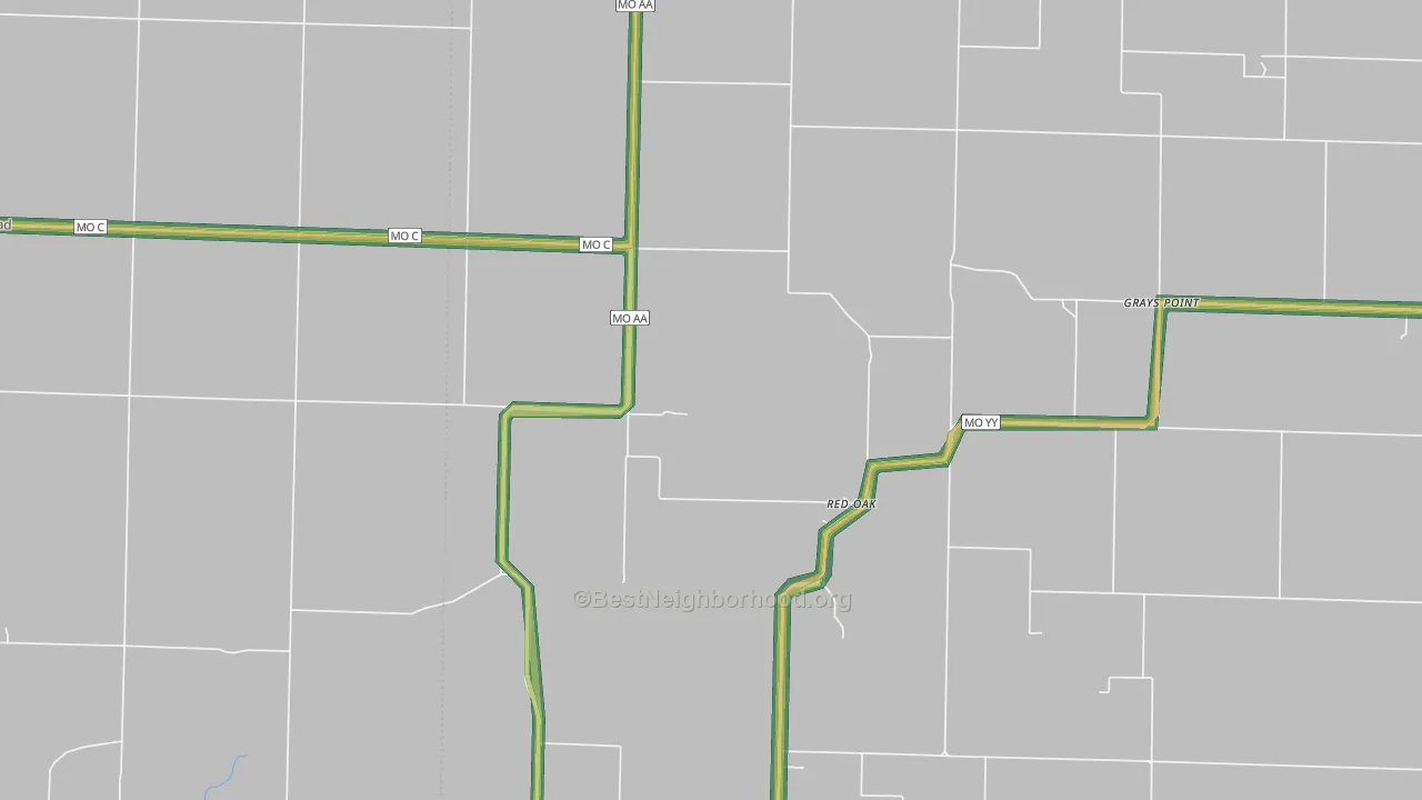 Red Oak, MO Map of Noise Levels in Red Oak