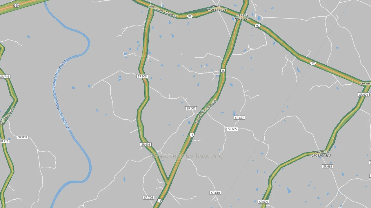 Red Oak, VA Map of Noise Levels in Red Oak