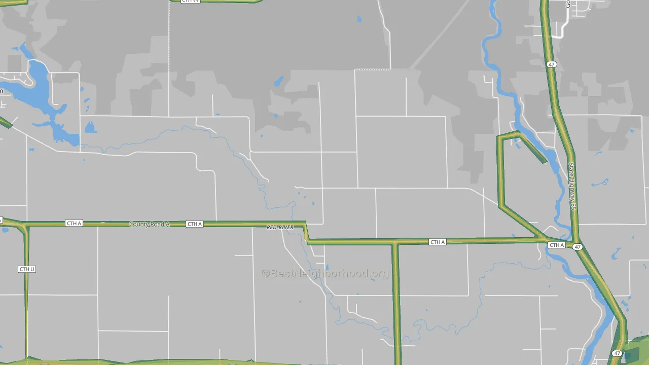 Red River, WI Map of Noise Levels in Red River