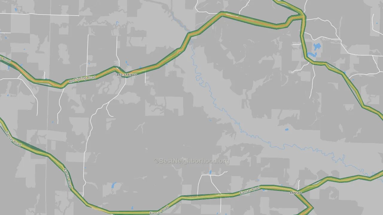 Red Springs, AR Map of Noise Levels in Red Springs