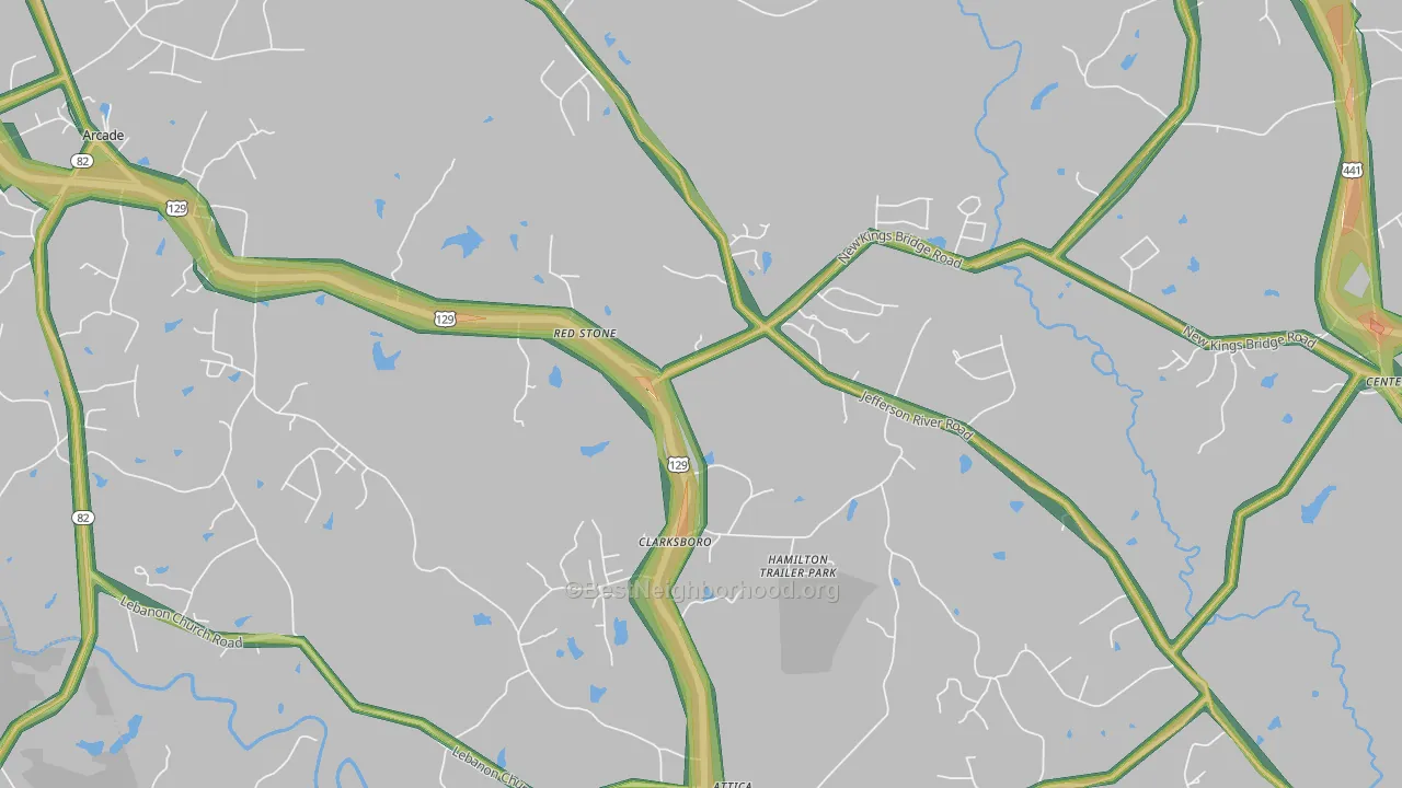 Red Stone, GA Map of Noise Levels in Red Stone