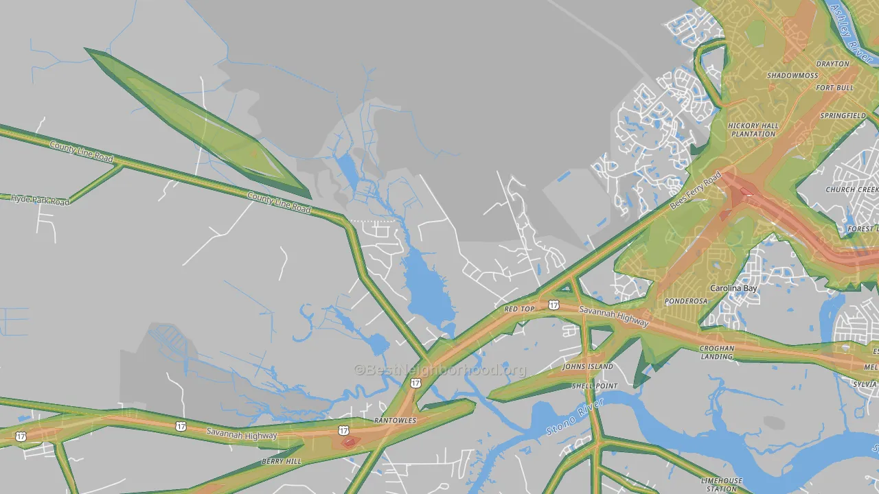 Red Top, SC Map of Noise Levels in Red Top