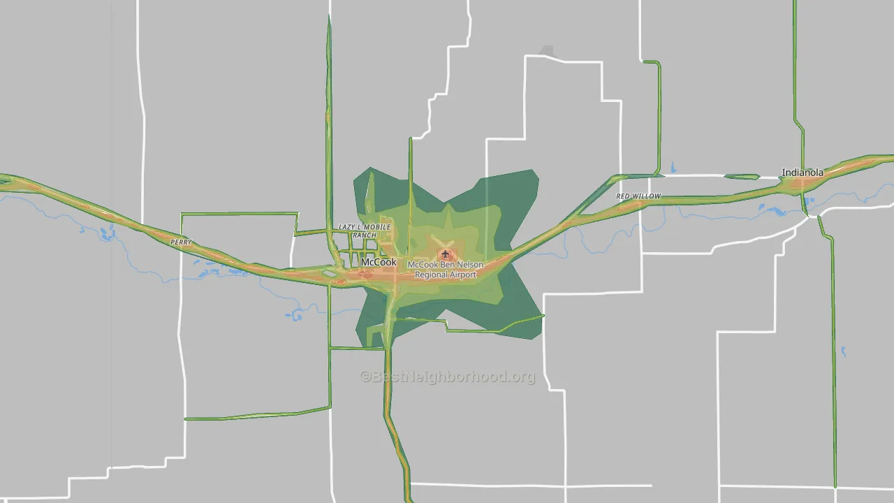 Red Willow County, NE Map of Noise Levels in Red Willow County