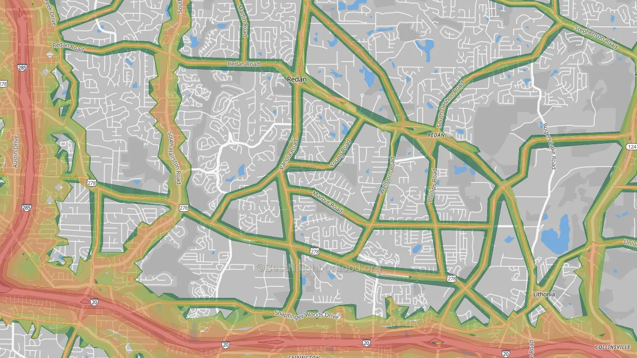 Redan, GA Map of Noise Levels in Redan