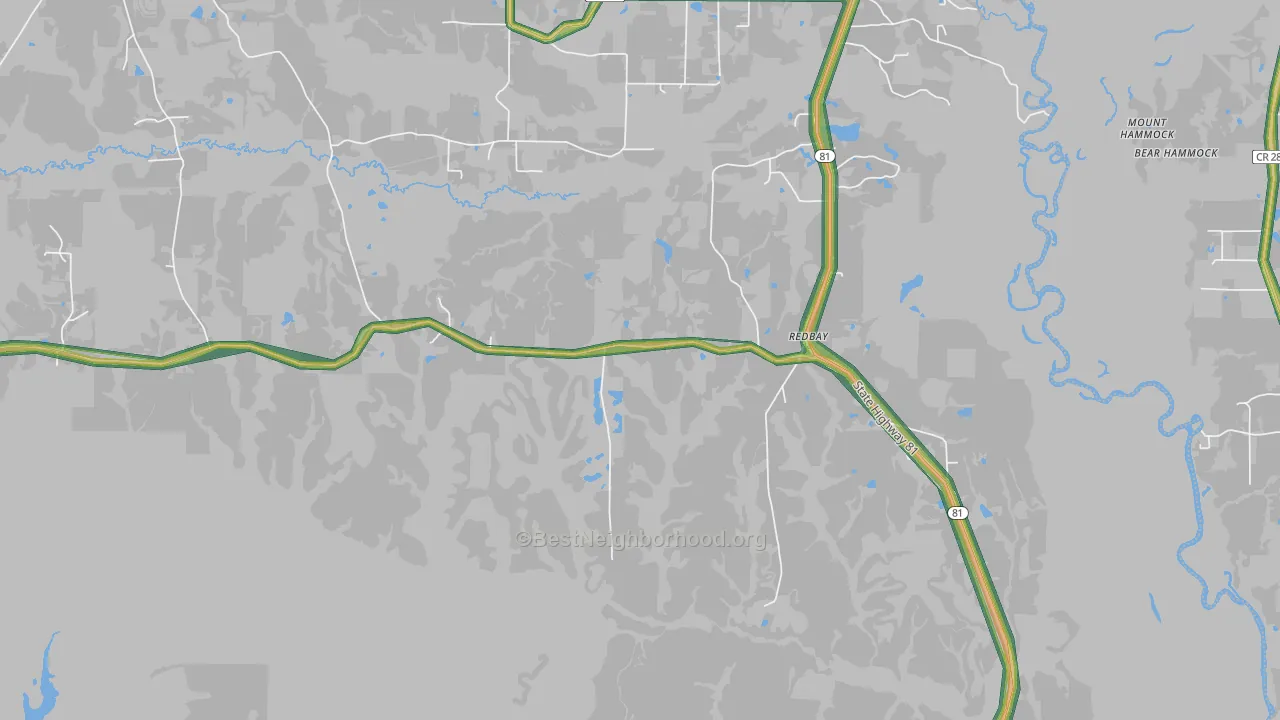 Redbay, FL Map of Noise Levels in Redbay