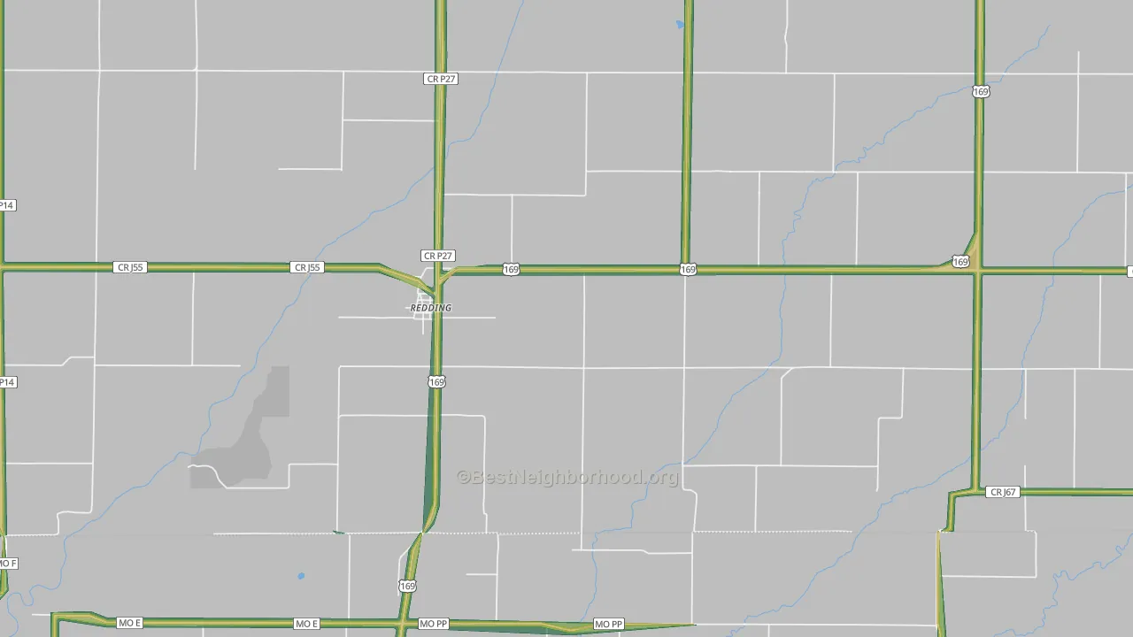 Redding, IA Map of Noise Levels in Redding