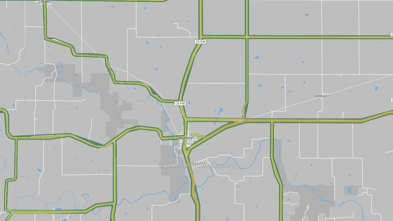 Redfield, IA Map of Noise Levels in Redfield