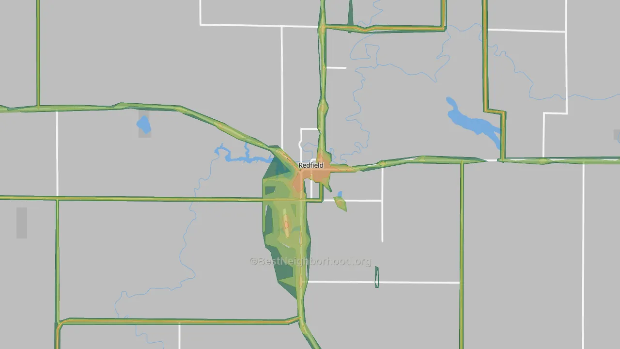 Redfield, SD Map of Noise Levels in Redfield