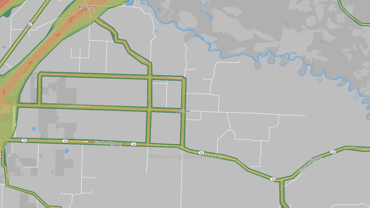 Redland, AR Map of Noise Levels in Redland