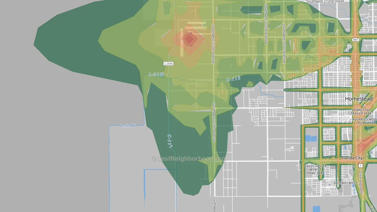 Redland, FL Map of Noise Levels in Redland