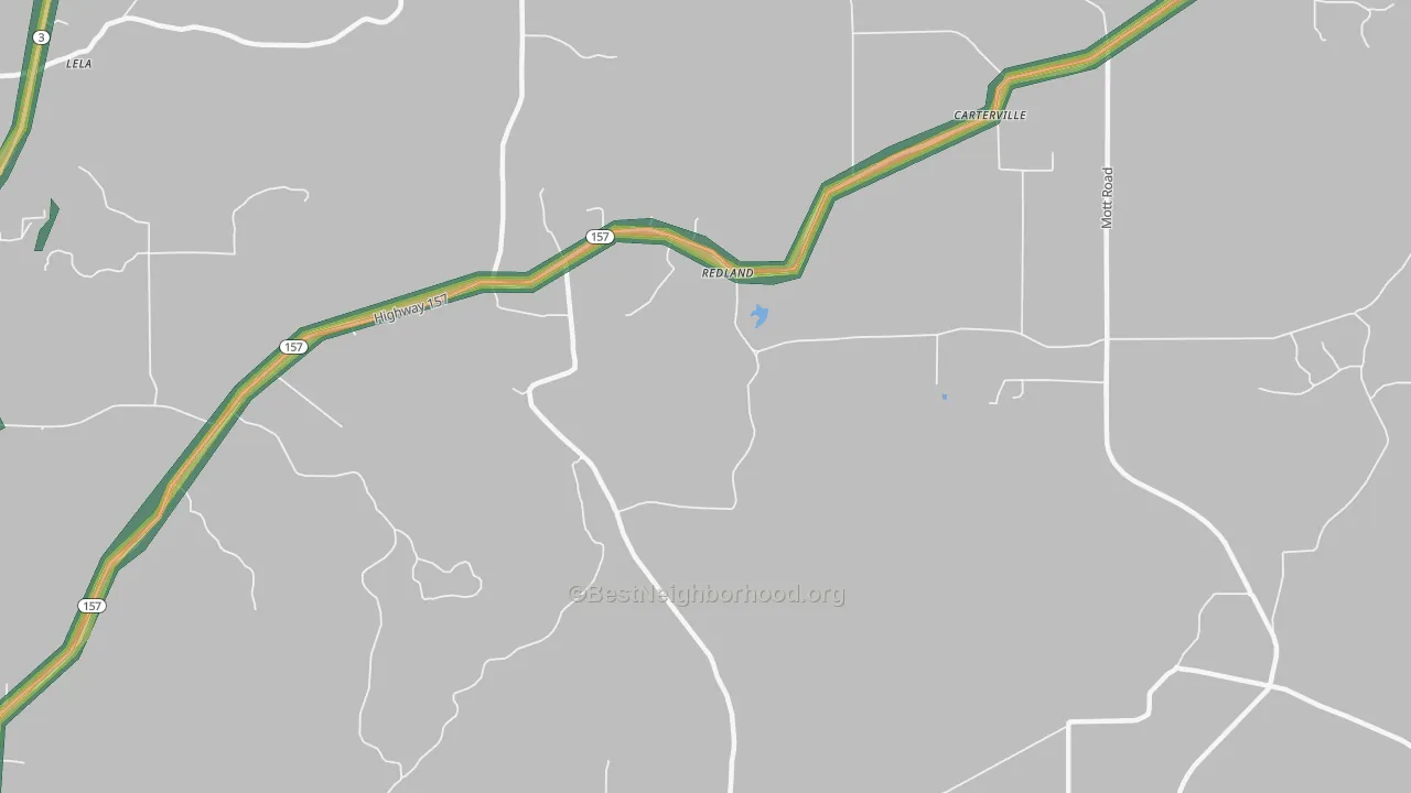 Redland, LA Map of Noise Levels in Redland