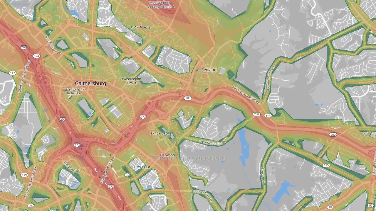Redland, MD Map of Noise Levels in Redland