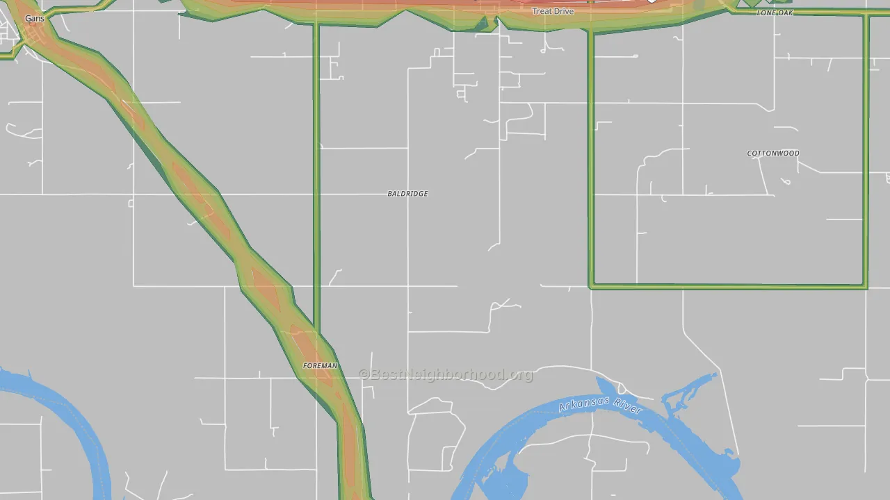 Redland, OK Map of Noise Levels in Redland