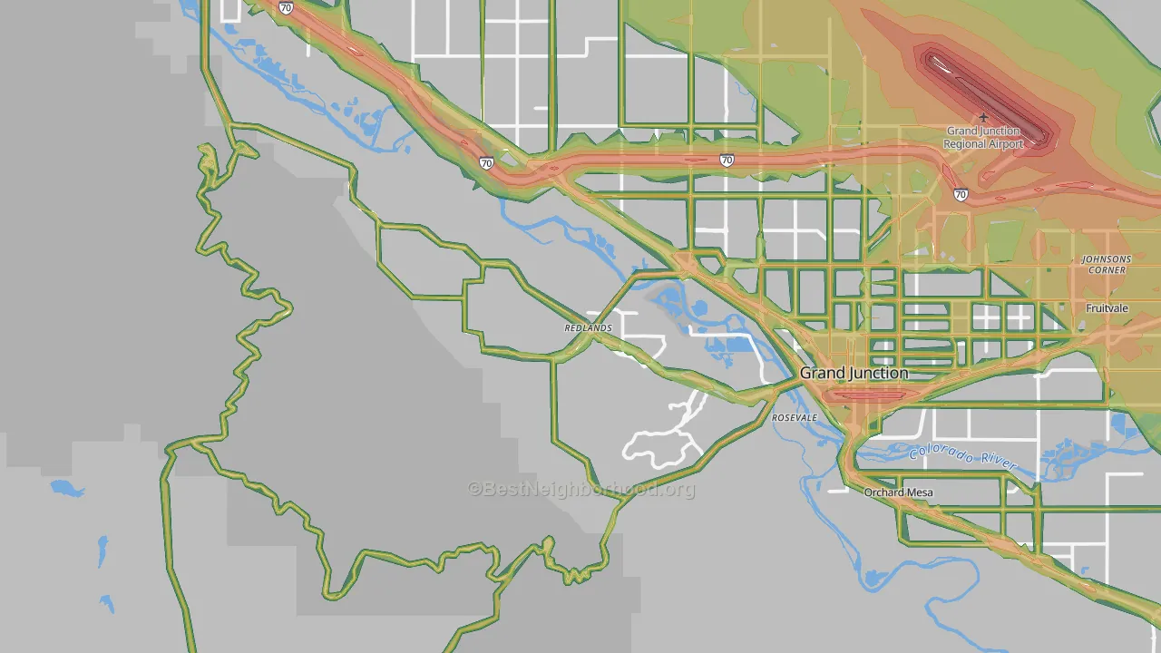 Redlands, CO Map of Noise Levels in Redlands