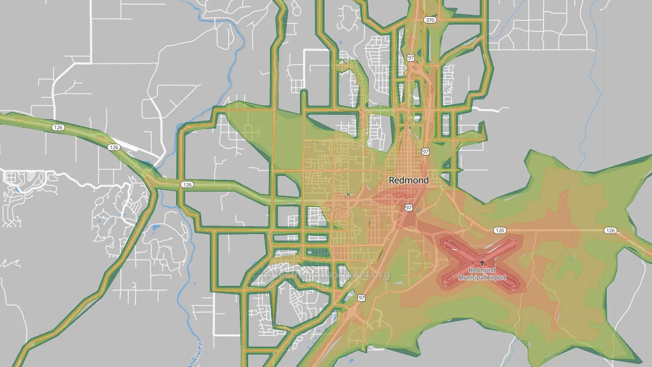 Redmond, OR Map of Noise Levels in Redmond