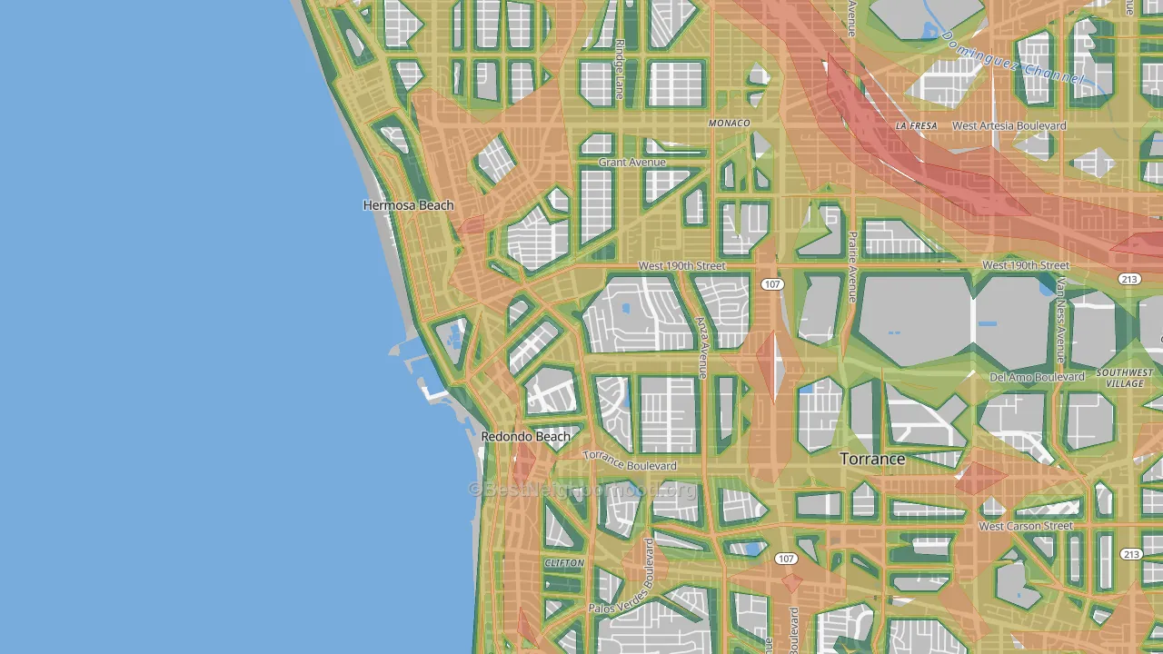 Redondo Beach, CA Map of Noise Levels in Redondo Beach
