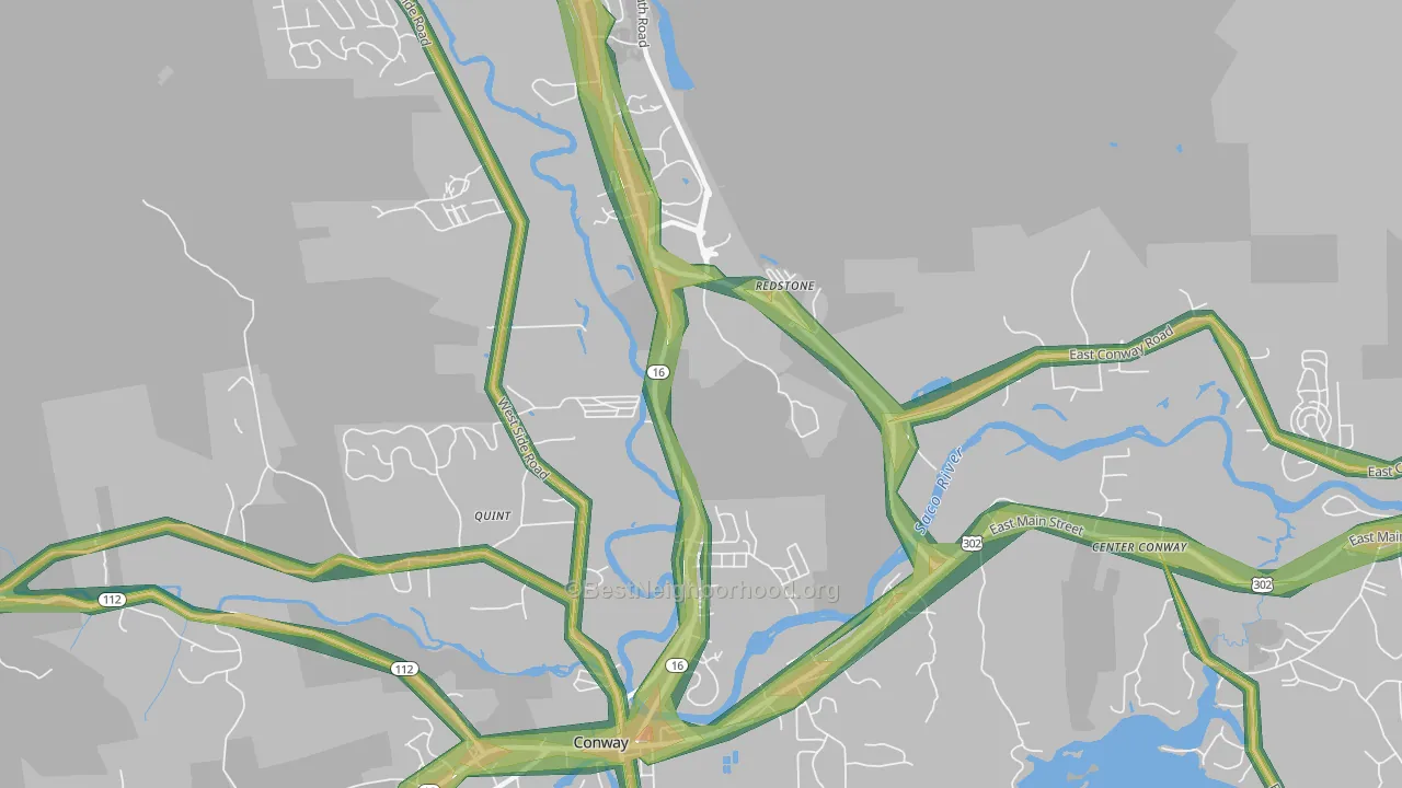 Redstone, NH Map of Noise Levels in Redstone