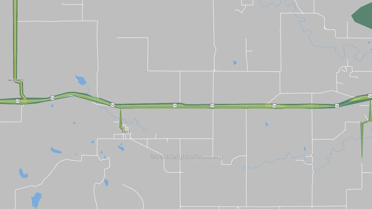Reece, KS Map of Noise Levels in Reece