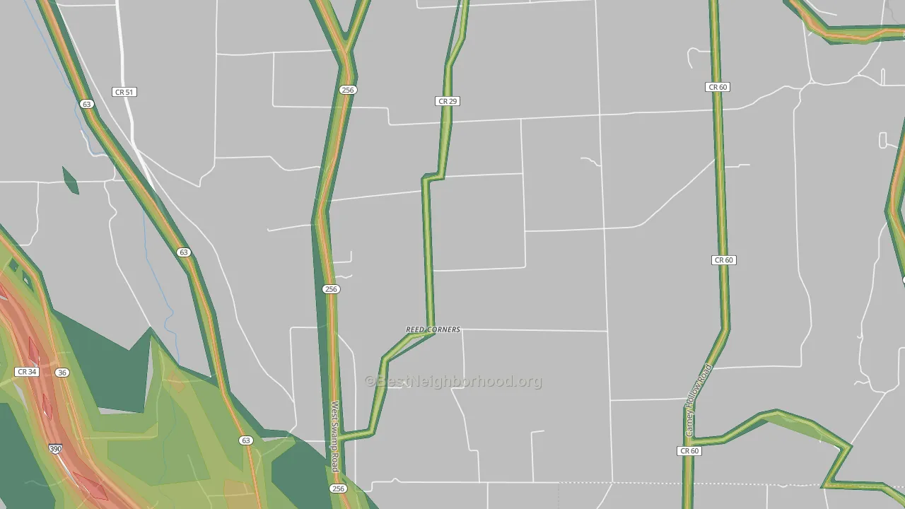 Reed Corners, NY Map of Noise Levels in Reed Corners