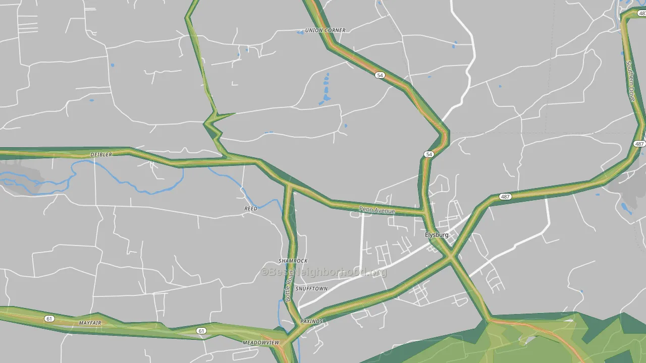 Reed, PA Map of Noise Levels in Reed