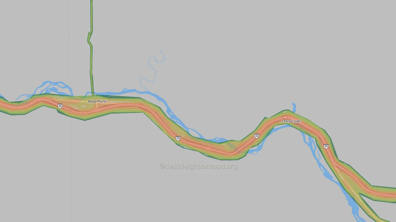 Reed Point, MT Map of Noise Levels in Reed Point