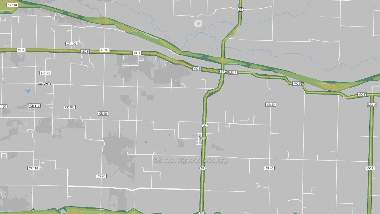 Reeds, MO Map of Noise Levels in Reeds