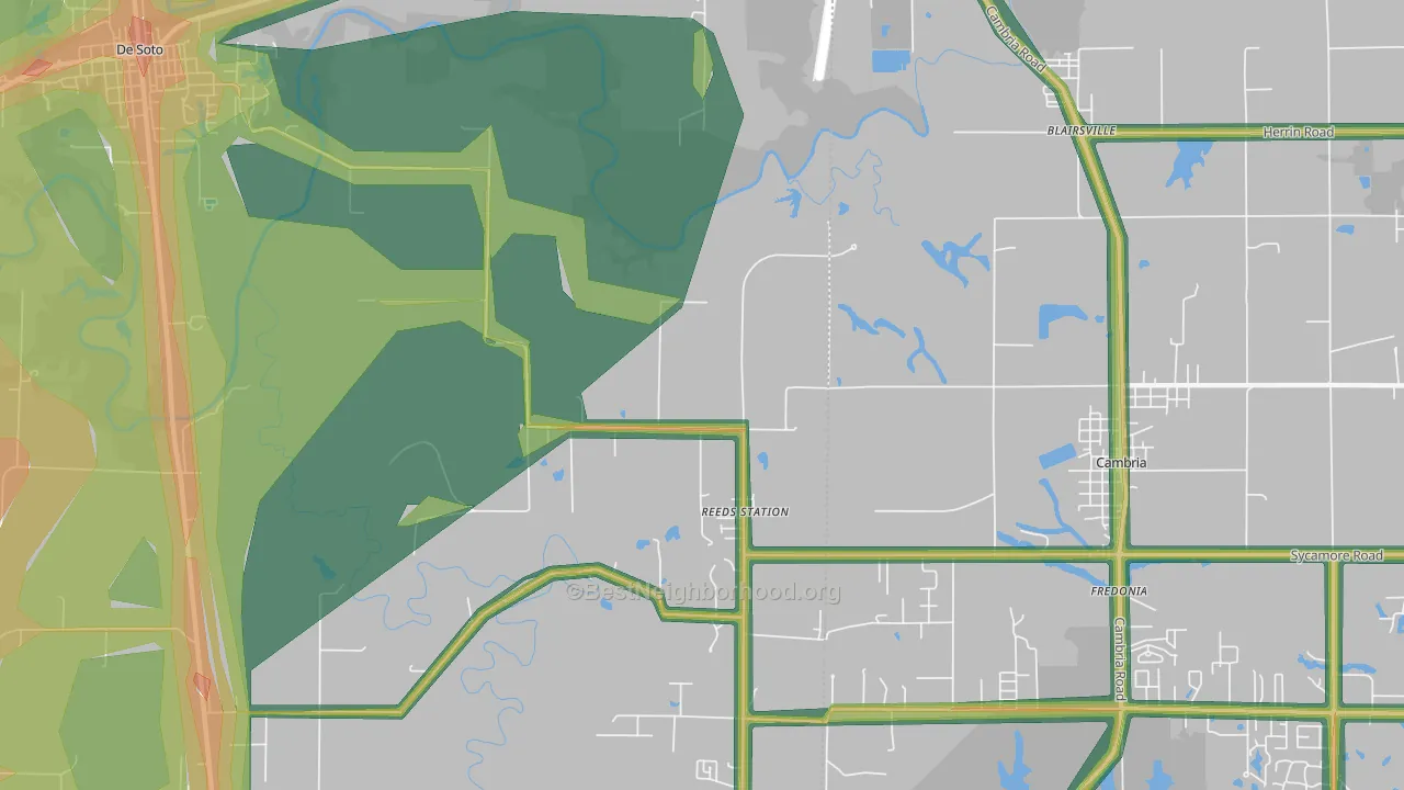Reeds Station, IL Map of Noise Levels in Reeds Station