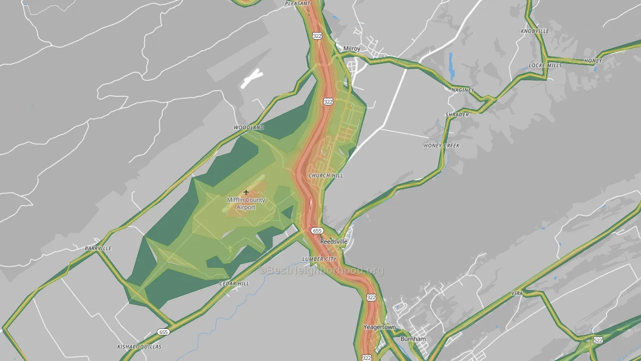 Reedsville, PA Map of Noise Levels in Reedsville