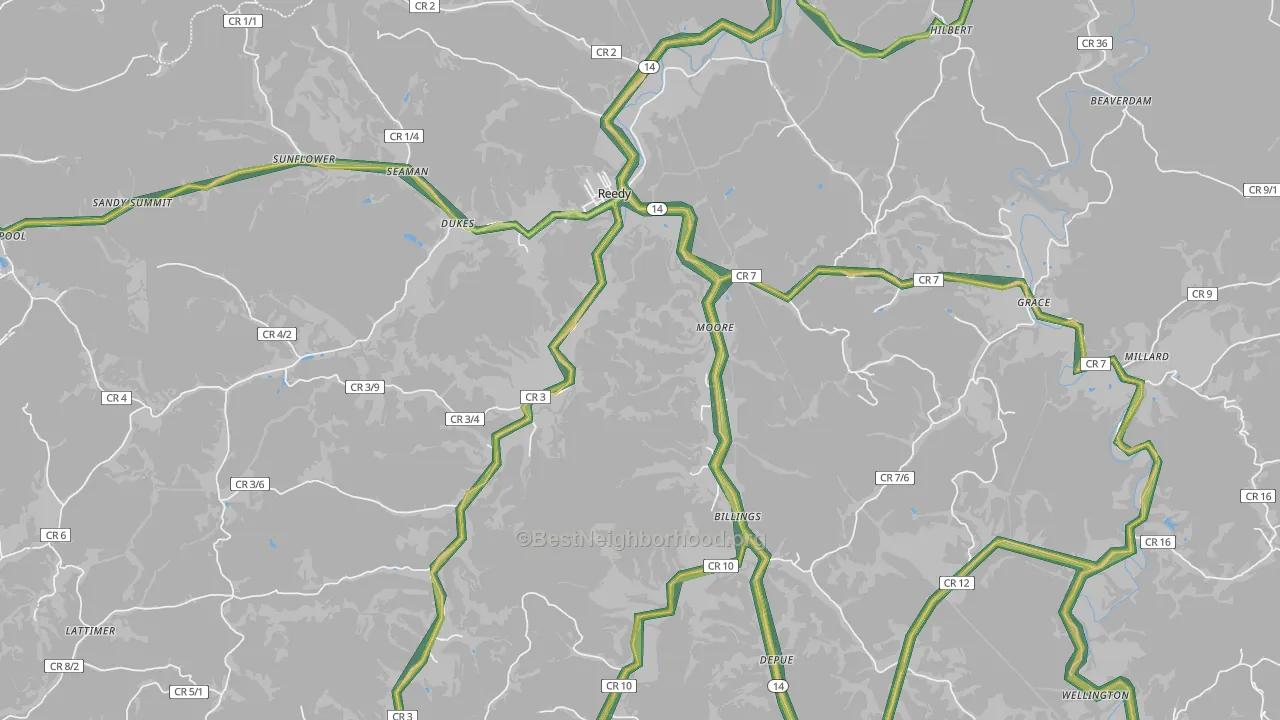 Reedy, WV Map of Noise Levels in Reedy