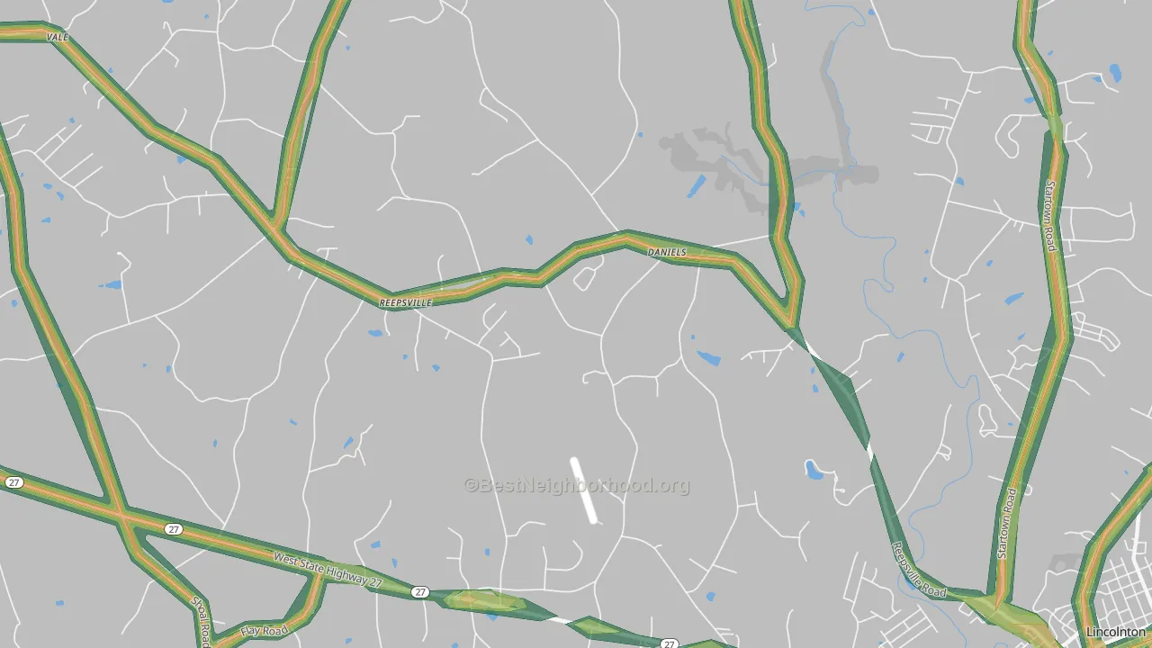 Reepsville, NC Map of Noise Levels in Reepsville