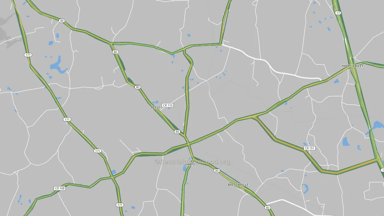 Reese, GA Map of Noise Levels in Reese