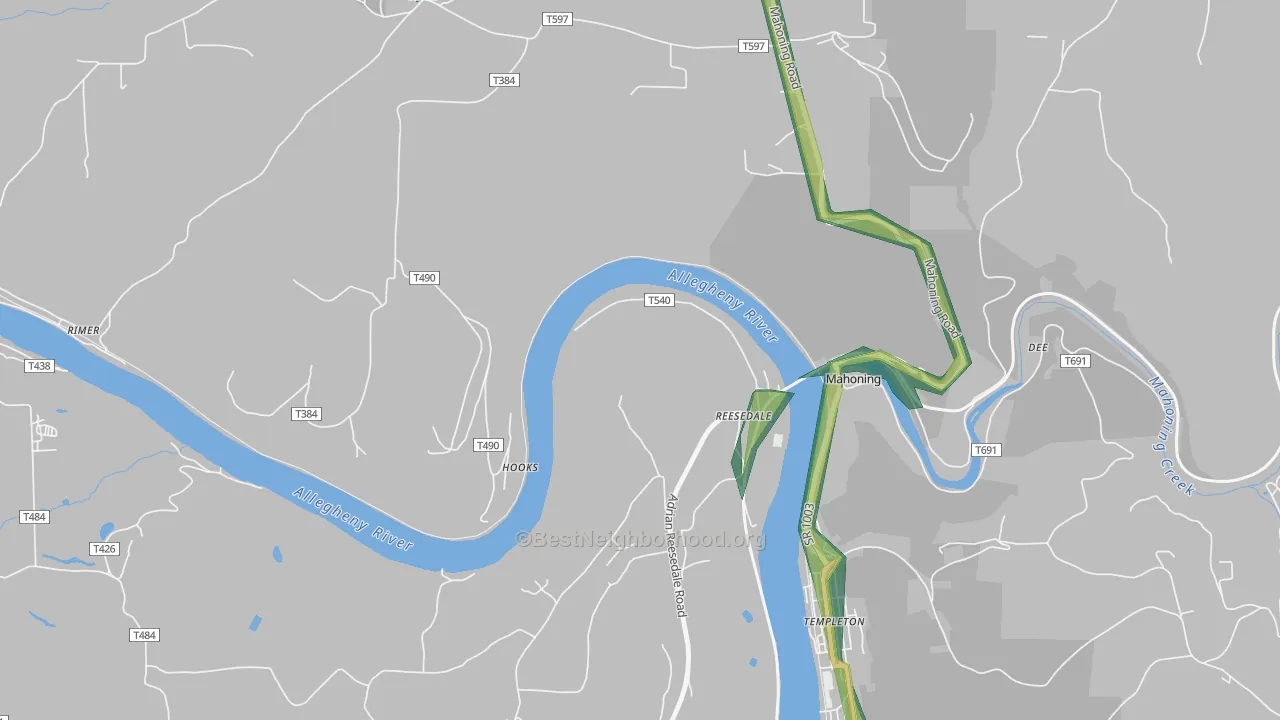 Reesedale, PA Map of Noise Levels in Reesedale