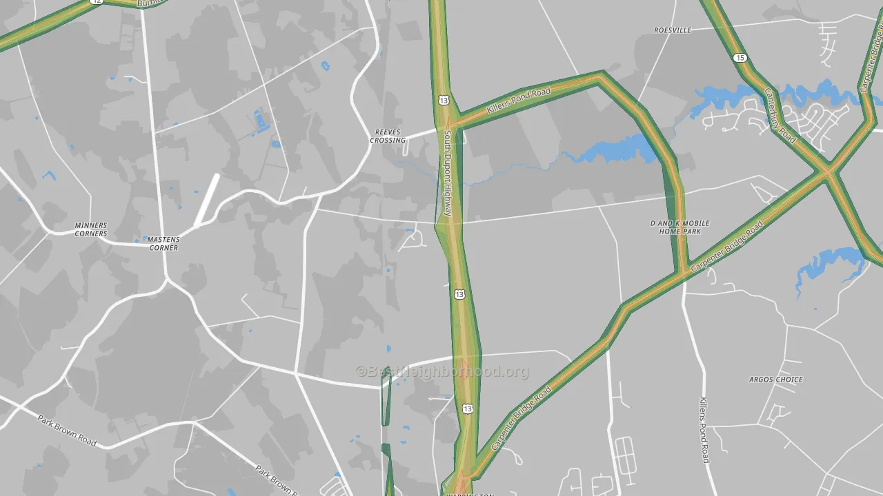 Reeves Crossing, DE Map of Noise Levels in Reeves Crossing