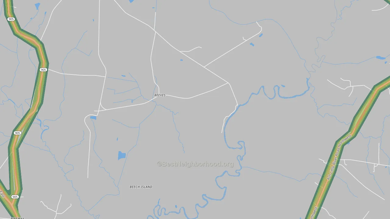 Reeves, NC Map of Noise Levels in Reeves