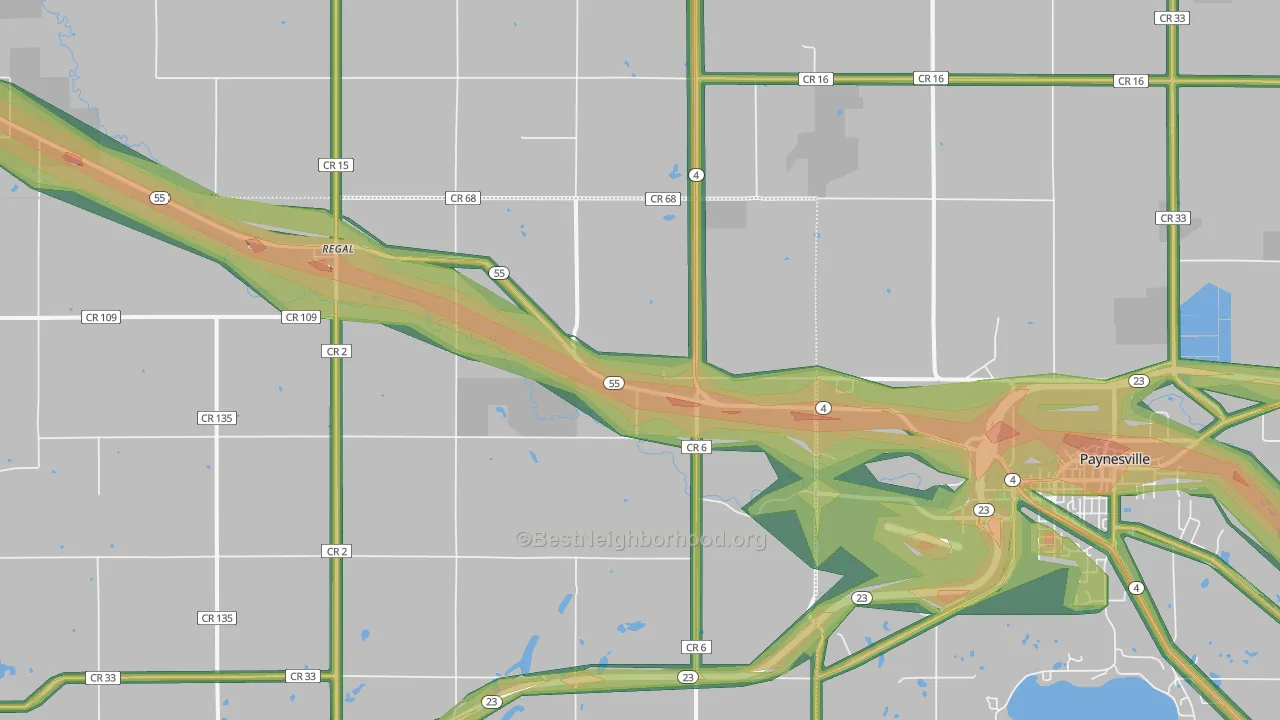 Regal, MN Map of Noise Levels in Regal