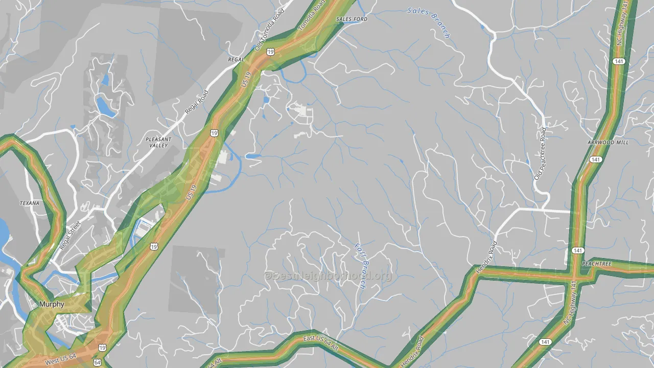 Regal, NC Map of Noise Levels in Regal
