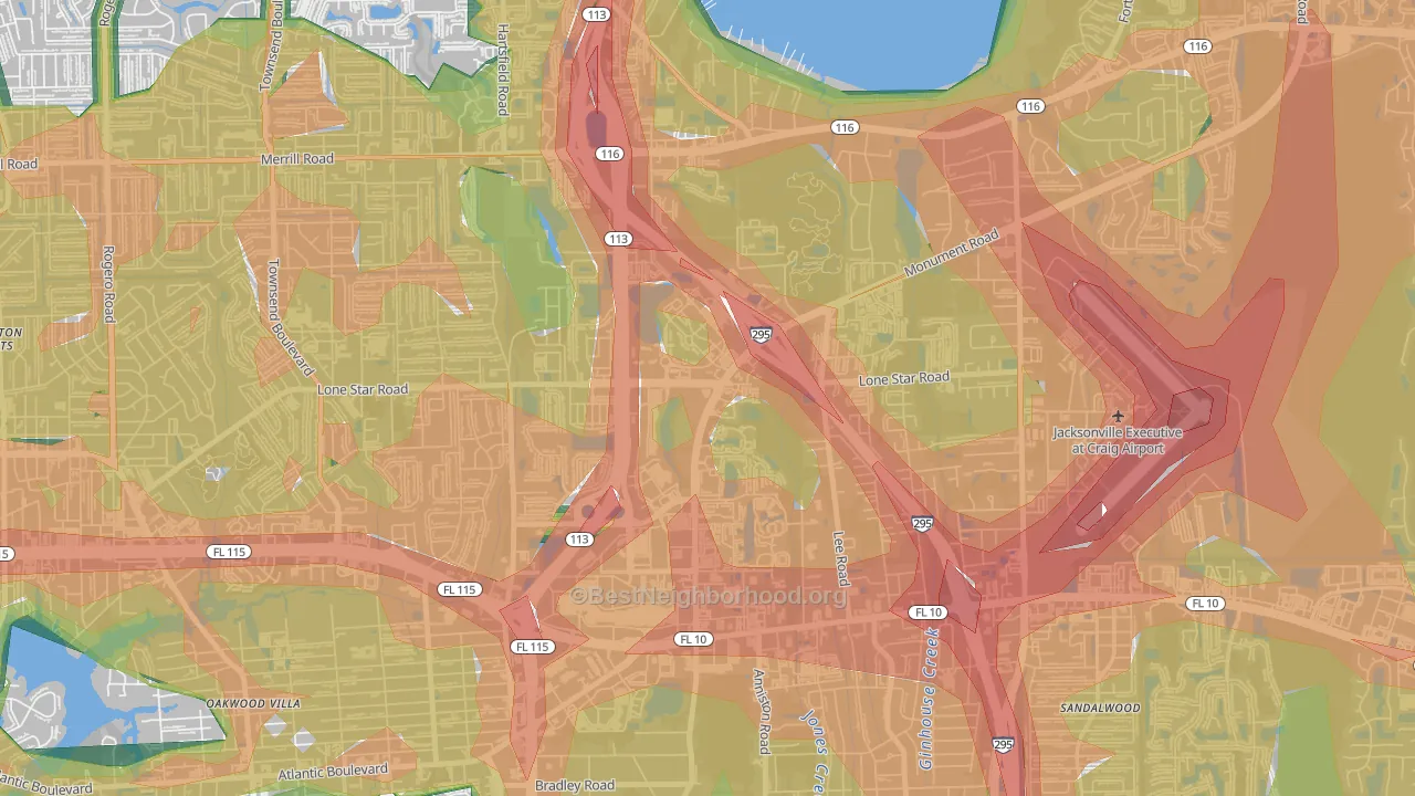Regency, Jacksonville, FL Map of Noise Levels in Regency