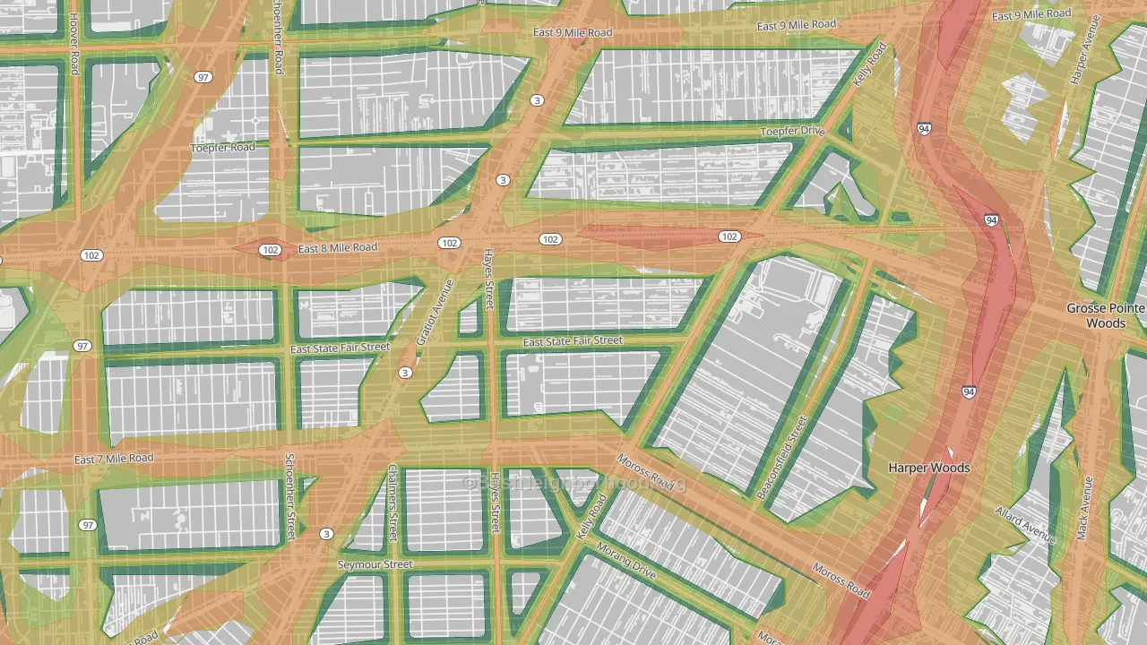 Regent Park, Detroit, MI Map of Noise Levels in Regent Park