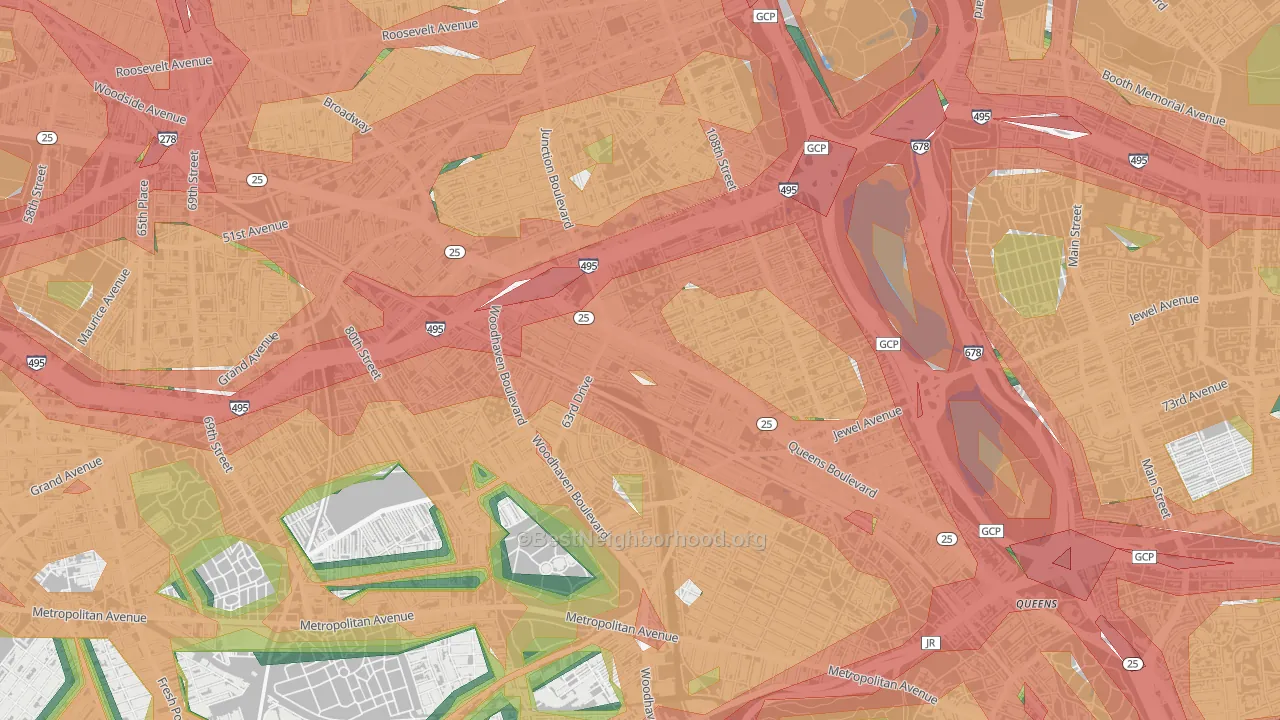 Rego Park, Queens, NY Map of Noise Levels in Rego Park