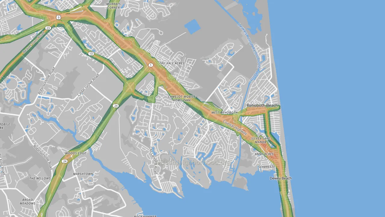 Rehoboth Beach, DE Map of Noise Levels in Rehoboth Beach