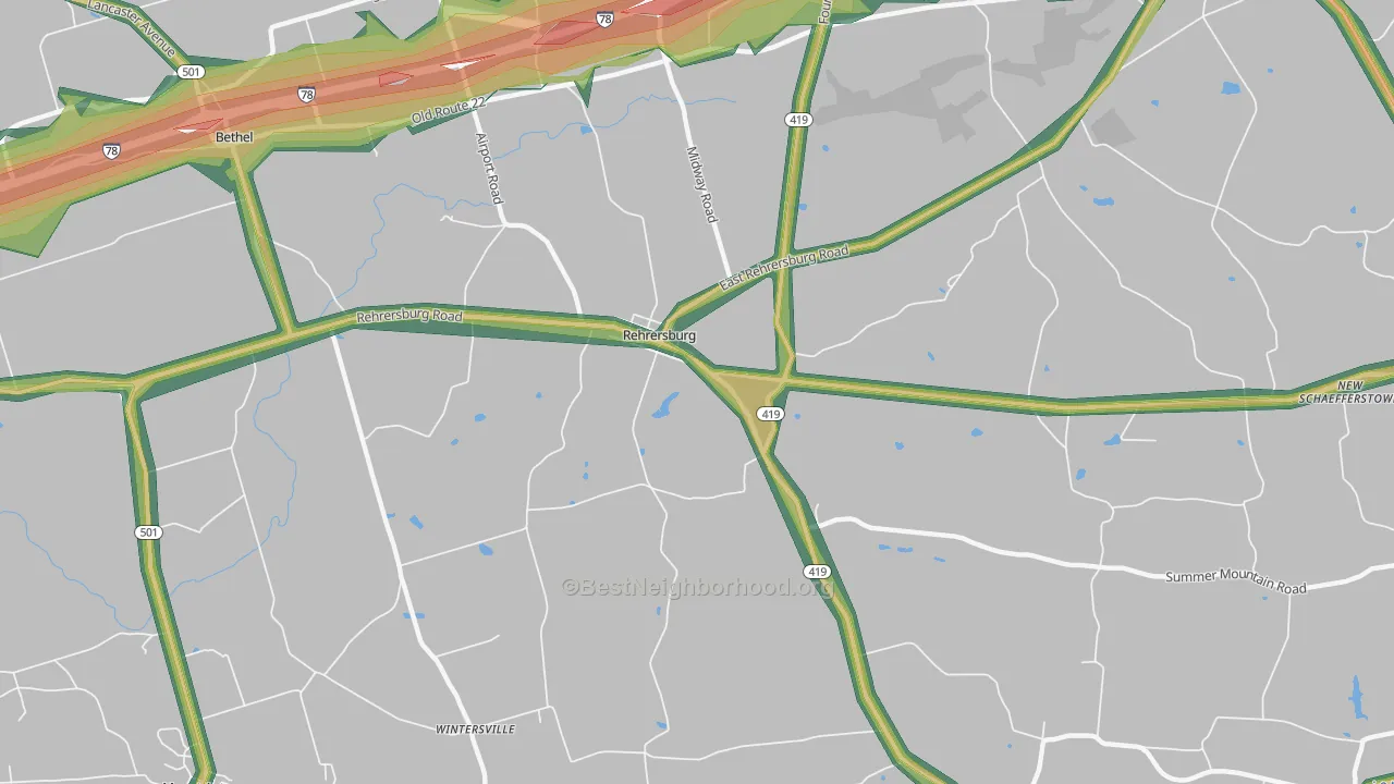 Rehrersburg, PA Map of Noise Levels in Rehrersburg