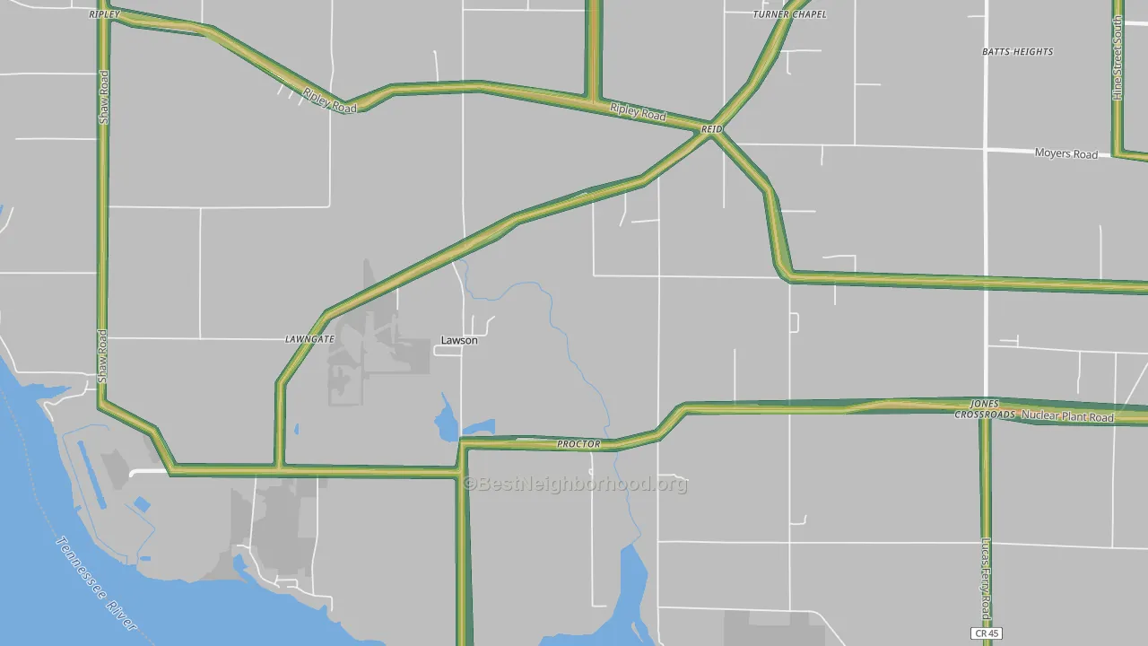 Reid, AL Map of Noise Levels in Reid