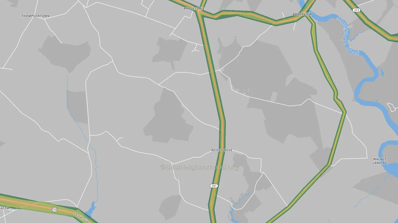 Reids Grove, MD Map of Noise Levels in Reids Grove